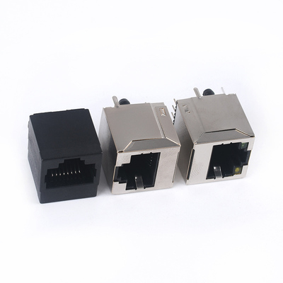RJ45带屏蔽 全塑 带灯5224网络插座 立式180度直插母座 环保
