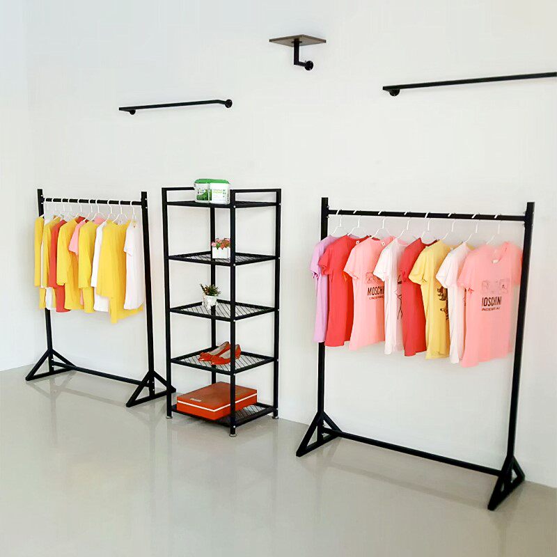 铁艺服装店鞋架展示架包架置物架工艺多层落地包包架室内挂衣架子