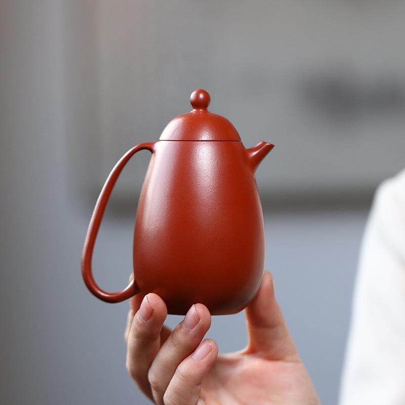 宜兴紫砂壶精品壶原矿大红袍朱泥茶壶礼品壶高龙蛋180毫升