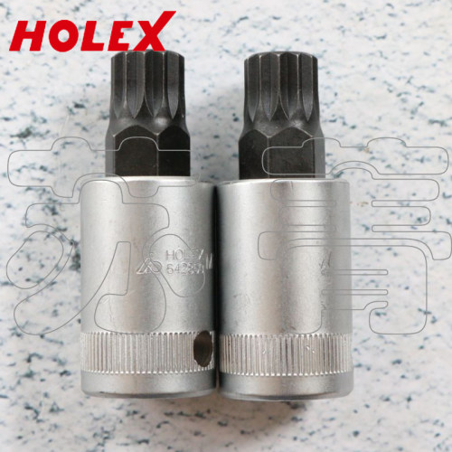 德国霍夫曼HOLEX 十二角套筒螺丝起子头 短款长60mm 1/2 M5-M16