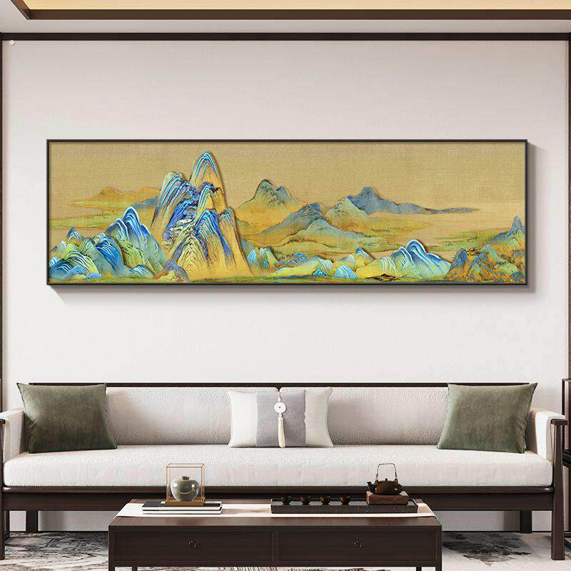 鸿运当头客厅装饰画新中式沙发背景墙挂画高级感山水画卧室床头画