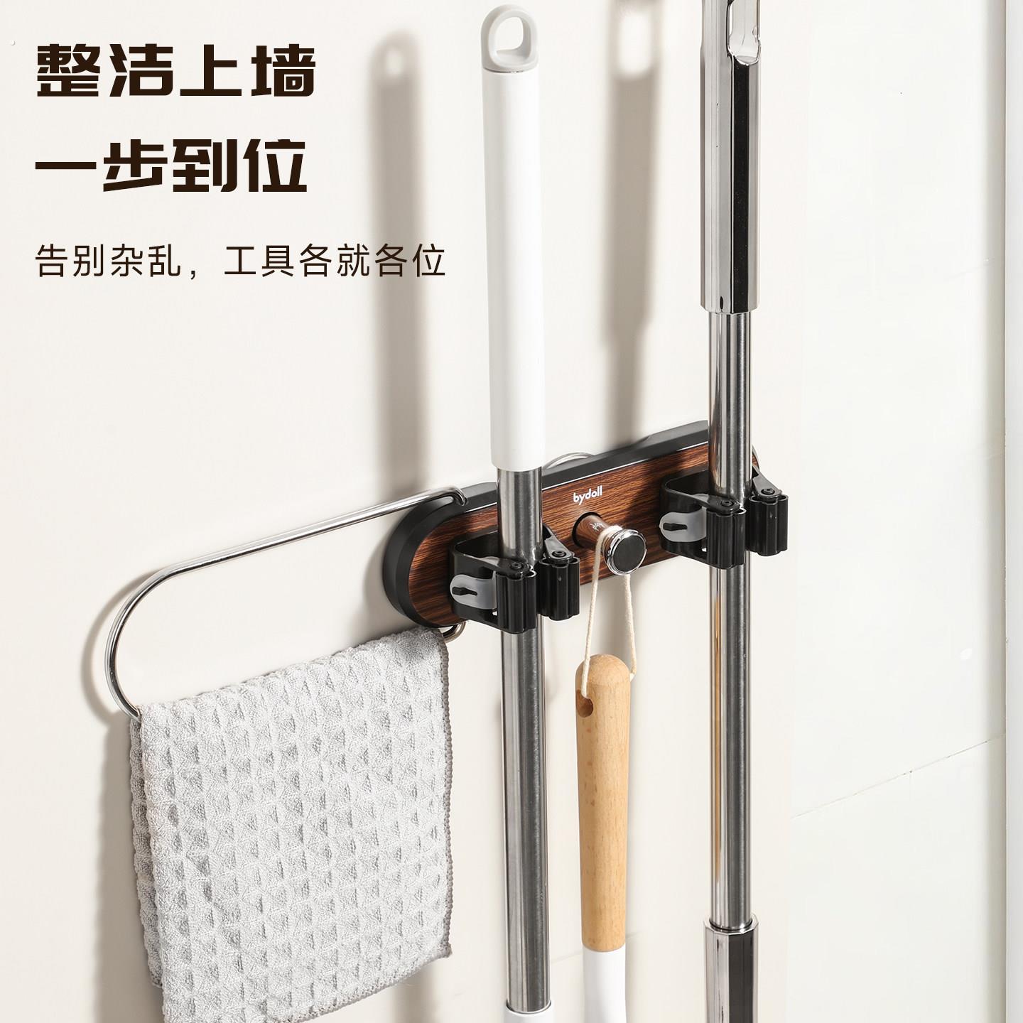 吸盘拖把架壁挂夹免打孔卫生间浴室墙上收纳挂扫把拖布挂钩置物架