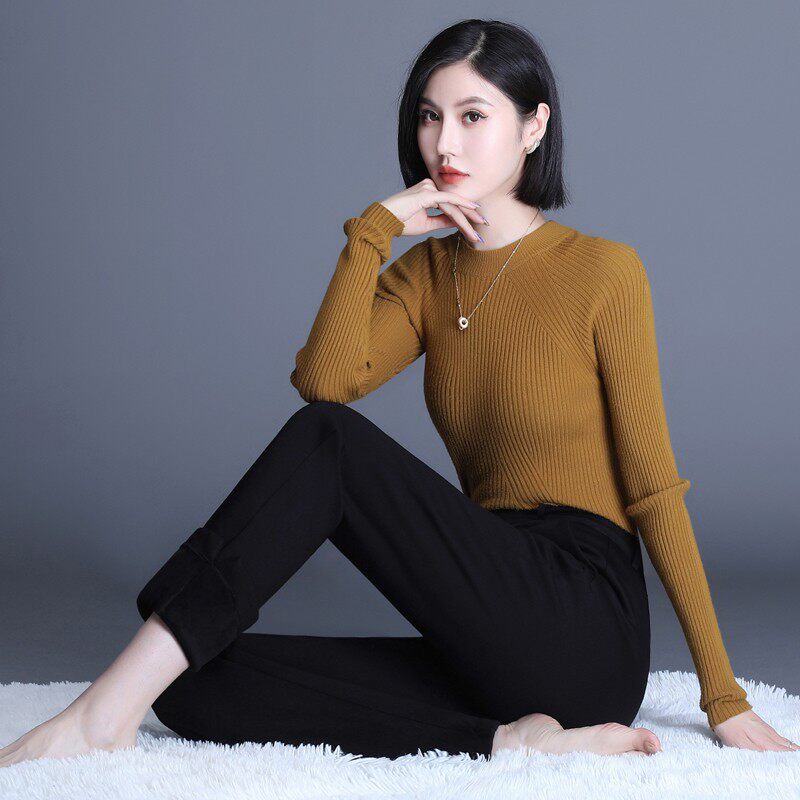 烟管裤女冬季加绒高腰西装裤黑色裤子2021秋冬新款加厚大码直筒裤