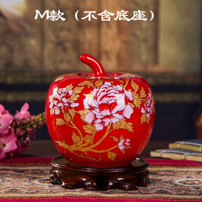 景德镇陶瓷器中国红花瓶家居工艺品客厅酒柜装饰品插花瓷瓶小摆件