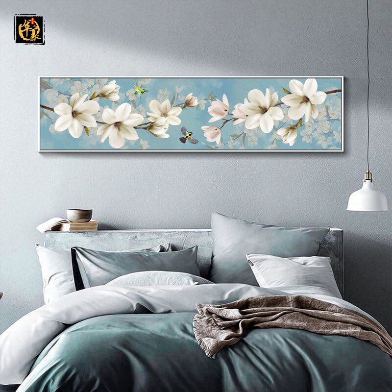新中式卧室床头装饰画植物花鸟客厅书房背景墙面挂画简约禅意壁画