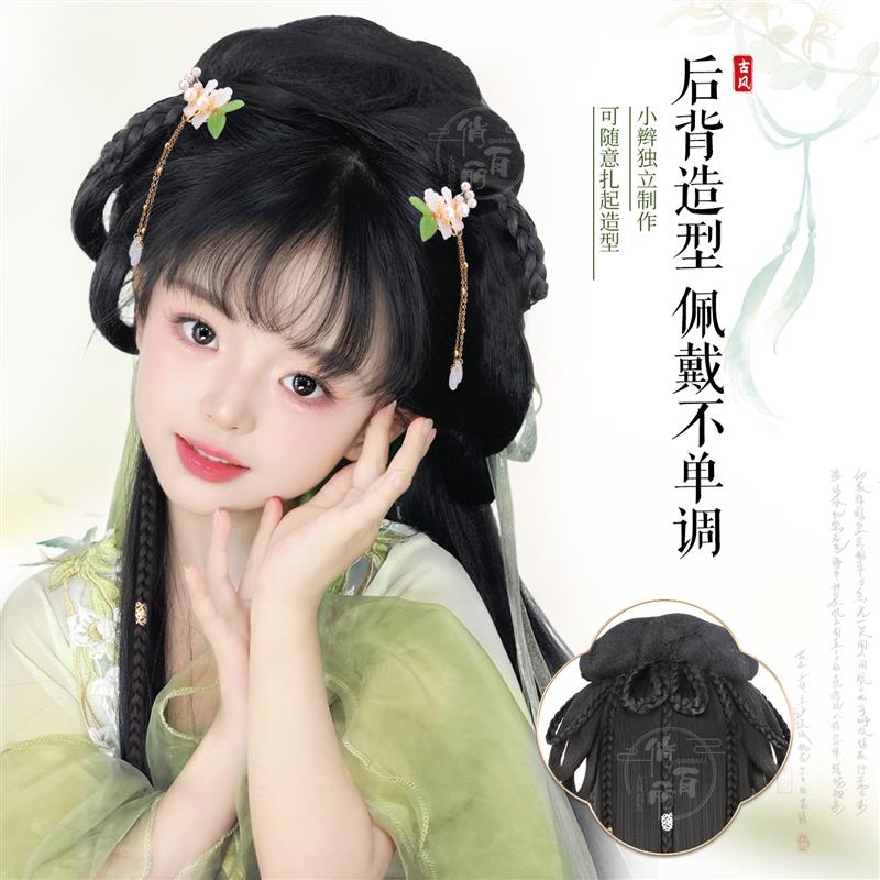 儿童汉服假发女古风一体式头饰唐风发髻懒人盘发古装垫发包发饰