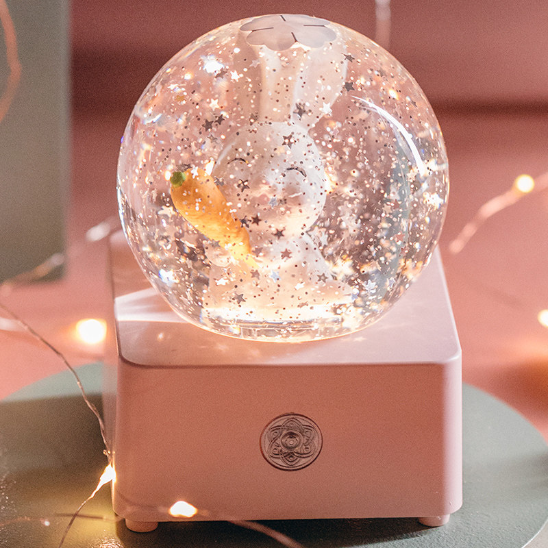 水晶球音乐盒八音盒飘雪夜灯生日礼物结婚女孩儿童公主56岁圣诞节