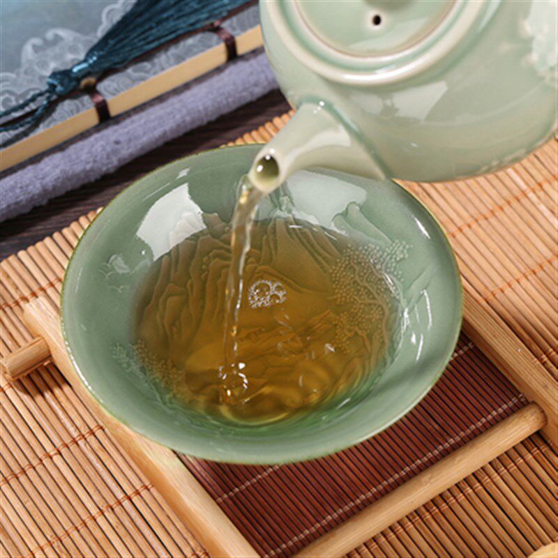 耀州窑茶杯瓷品茗杯手工青瓷茶具杯子陶瓷斗笠杯小茶碗茶盏