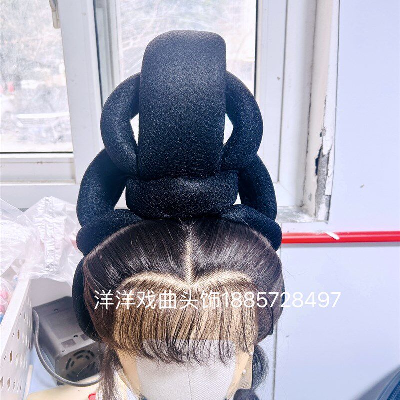 新款戏曲头饰发包头垫花旦小旦正头偏头发包小姐花旦造型影视公主