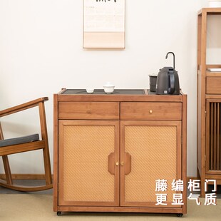 祥福可移动茶台未央泡茶柜烧水壶一体茶水柜中式家用茶几沙发边柜