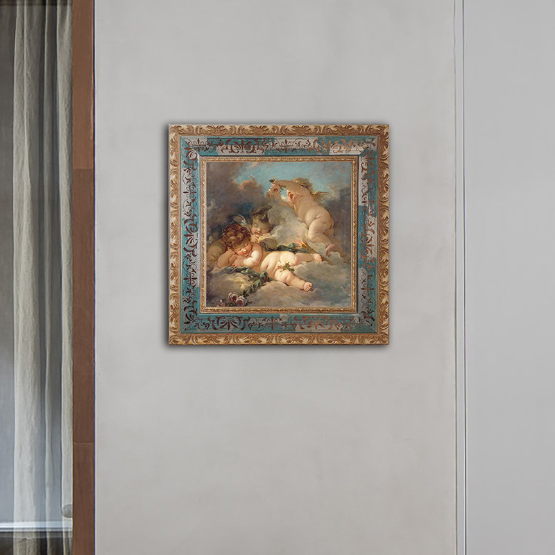 可可的画廊 古典油画布歇小天使法式复古客餐厅卧室背景墙装饰画