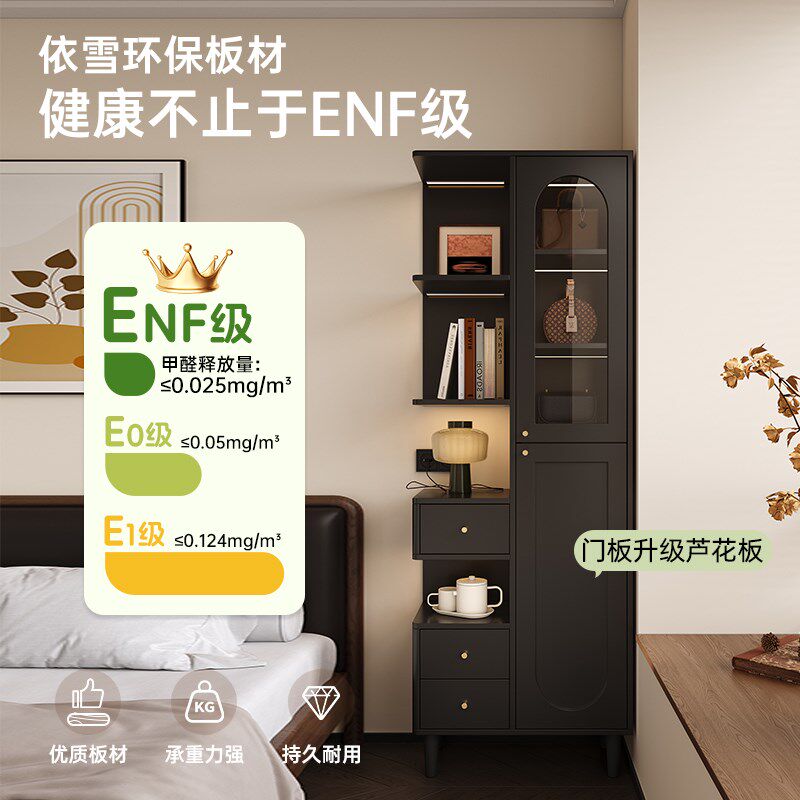 复古风转角书柜落地沙发边柜小户型儿童卧室床头柜书架一体置物架