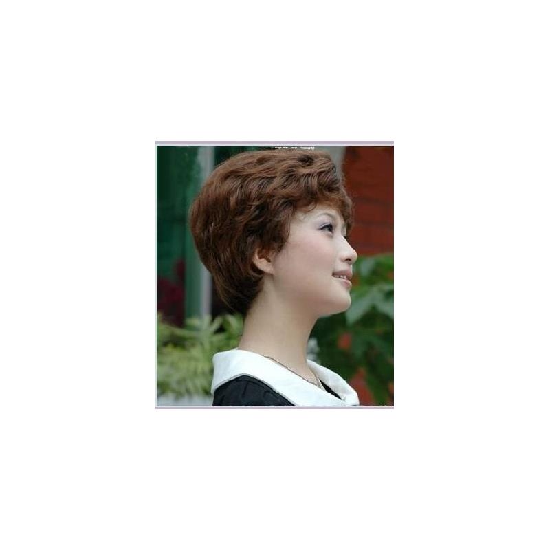 蓬松女短发全头套中老年人女士自然发型短卷发妈妈全真发头假发