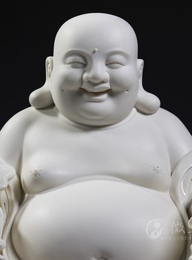 德化陶瓷9至20寸家用供奉大肚弥勒佛像客厅笑佛瓷器摆件白瓷佛像