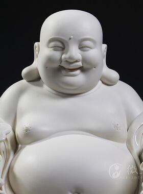 德化陶瓷9至20寸家用供奉大肚弥勒佛像客厅笑佛瓷器摆件白瓷佛像