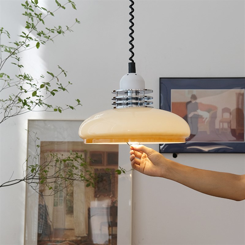 mokamoka中古吊灯奶油风餐厅可伸缩吊灯vintag复古吧台灯客厅家用