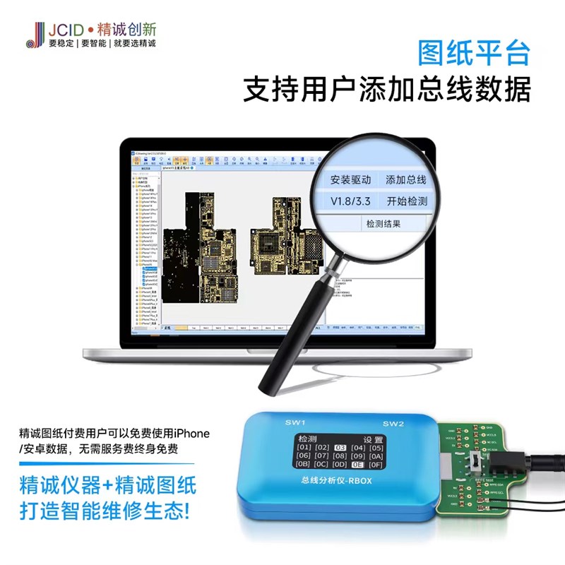 精诚RBOX总线分析仪快速定位检测手机主板信号故障支持RFFE测试点