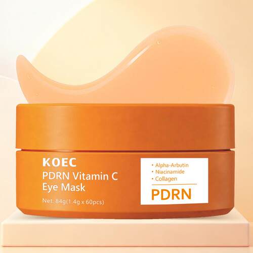 KOEC跨境PDRN维他命C眼膜60pcs深层保湿胶原蛋白橙色眼贴爆款