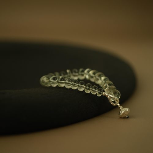 难得的天然全净体绿水晶手串纯银手链 约卡8