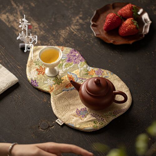 西阵织葫芦双面茶席新中式禅意茶桌布隔热垫壶承桌布功夫茶具配件