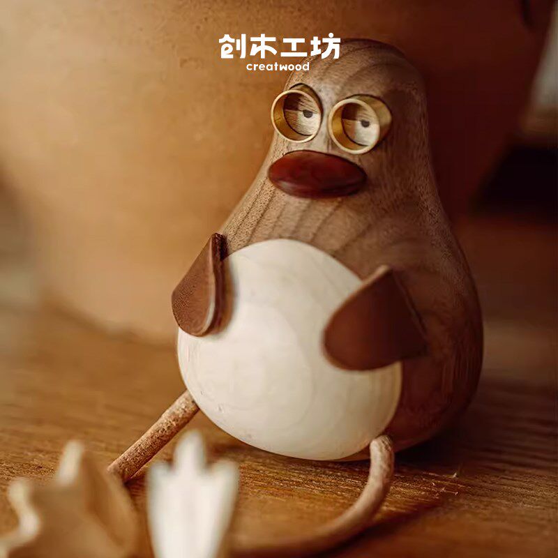 长腿鸟/创木工坊实木装饰品日常送礼家居桌面摆件北欧可爱