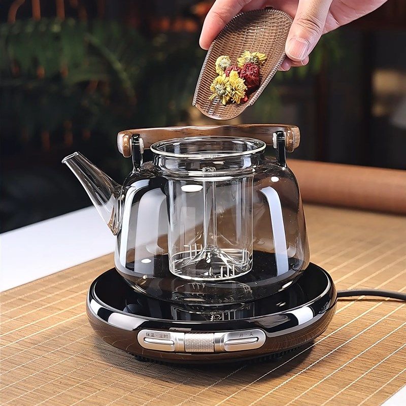 耐热玻璃木把提梁壶煮茶壶高档电陶炉煮茶大容量烧水玻璃茶具茶器