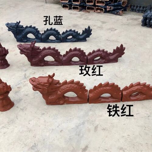 仿古古建配件陶瓷龙跑兽二龙戏珠青瓦龙琉璃瓦龙双龙戏珠屋顶脊瓦