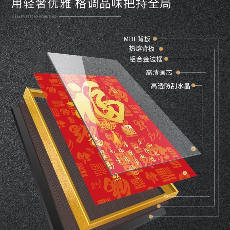 网红新中式百福图福字挂画葫芦装饰画竖玄关画挂画正对门走廊过道