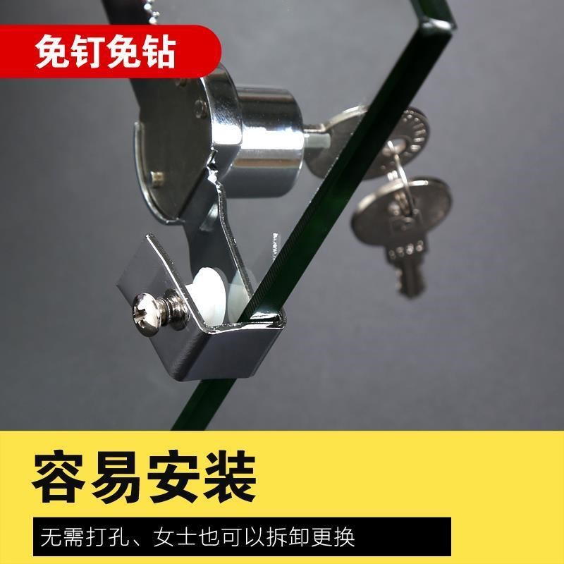 新品玻璃门锁双门单门免开孔推拉门移门柜台锁橱窗锁锯齿锁展示柜