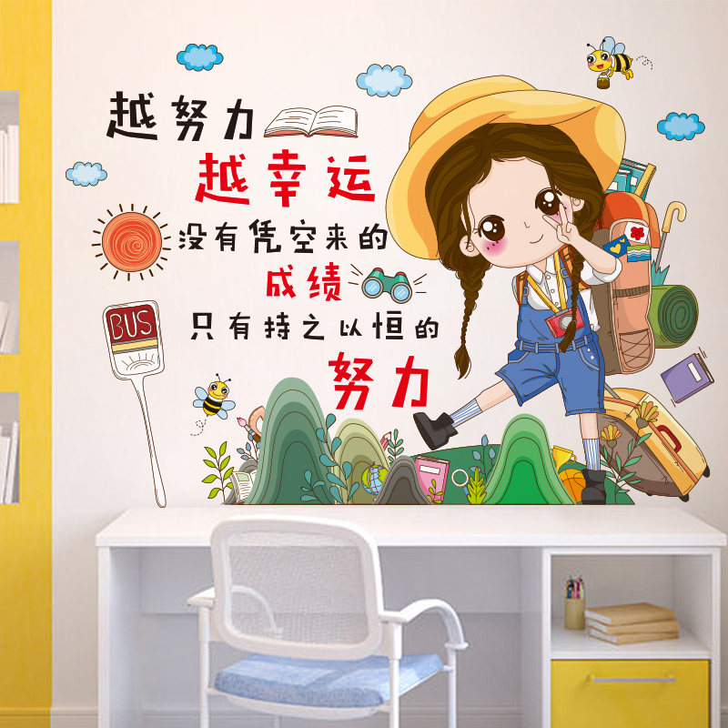 男孩儿童房间布置励志墙贴纸自粘卧室墙面装饰床头背景墙壁纸贴画