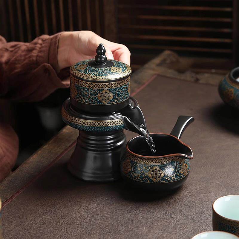 中式石磨茶滤茶叶过滤网家用茶具套装古韵自动功夫泡茶壶懒人神器
