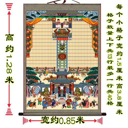 不褪色布供奉老祖宗家谱族谱挂画老式卷轴家堂轴子宗谱祖先堂牌位