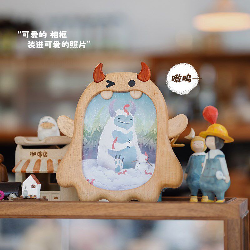 小怪兽相框/创木工坊乌檀木榉木实木卡通造型可爱摆件