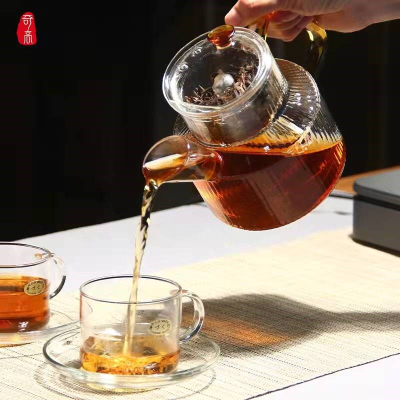 奇高玻璃新品蒸茶壶加厚坚纹耐高温家用煮白茶条纹大号电陶炉煮茶