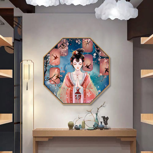 美容院装饰画中国风美女人物壁画包间墙面挂画中式古风养生馆墙画