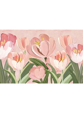 厨房耐高温贴纸粉色郁金香墙贴灶具油烟机防油贴瓷砖墙纸防水壁纸