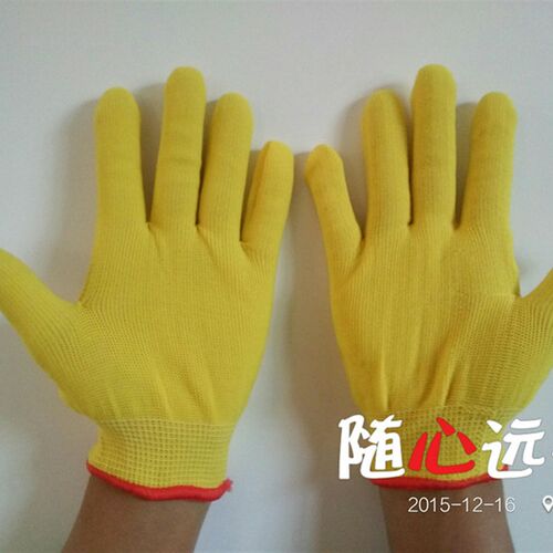 24双包邮黄色13针S号M号手套芯防滑透气轻便灵活劳保工作手套