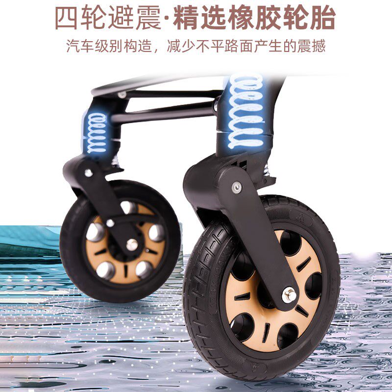婴儿车可坐躺0到3岁可折叠轻便双向推车一键收车小孩宝宝车避震