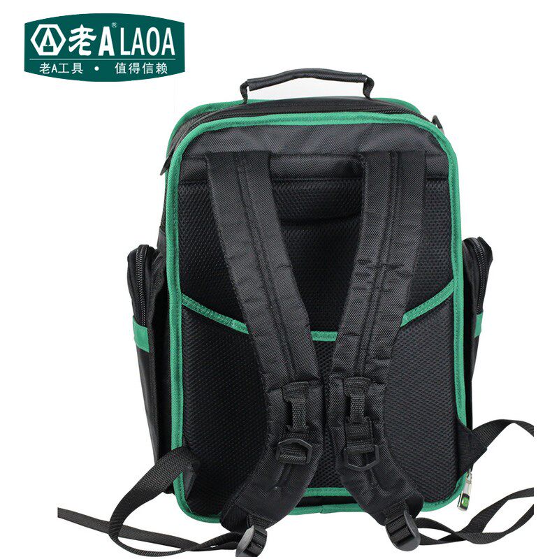 老A 双肩工具包 多功能背包 帆布加厚多隔层缓冲垫电工包LA115701