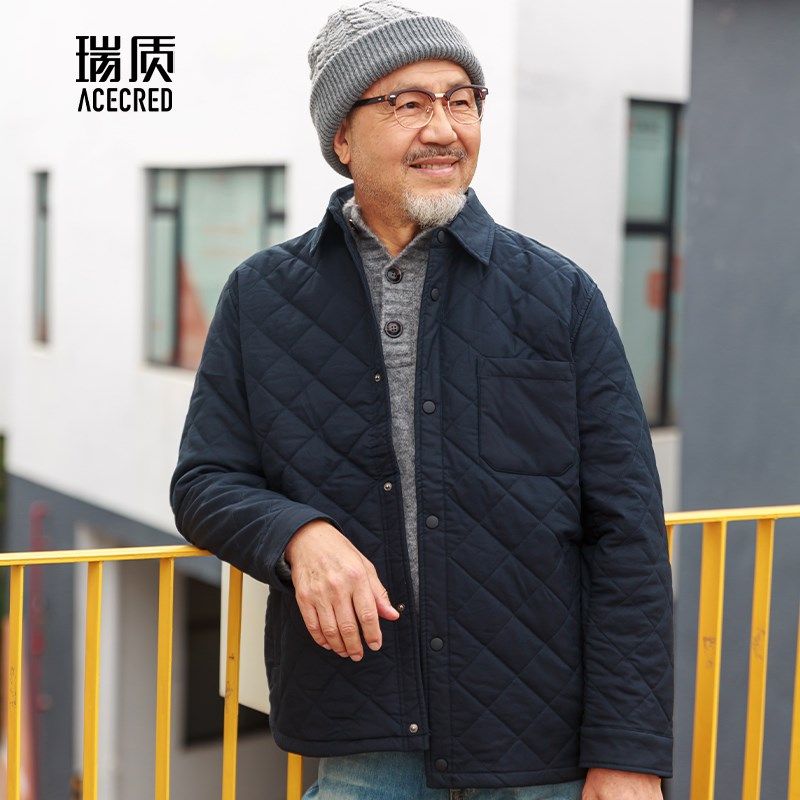 爸爸冬装棉服薄款宽松中老年人保暖外套棉衣老人爷爷秋冬夹克冬季