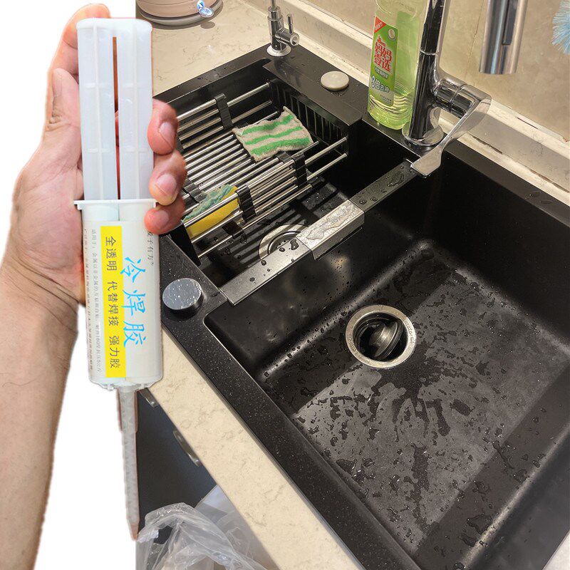 环保无毒无味强力胶家用厨房不锈钢洗碗盆洗菜池边缘漏水修补密封