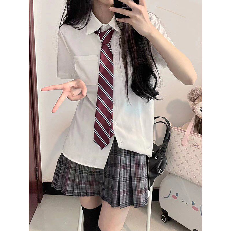 东京岁时记jk制服女基础款短袖衬衫夏款上衣学生小众外套白桃汽水
