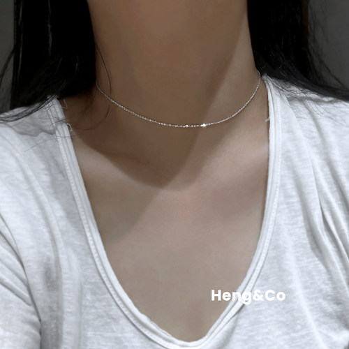 Heng&Co/925纯银极细闪o链choker