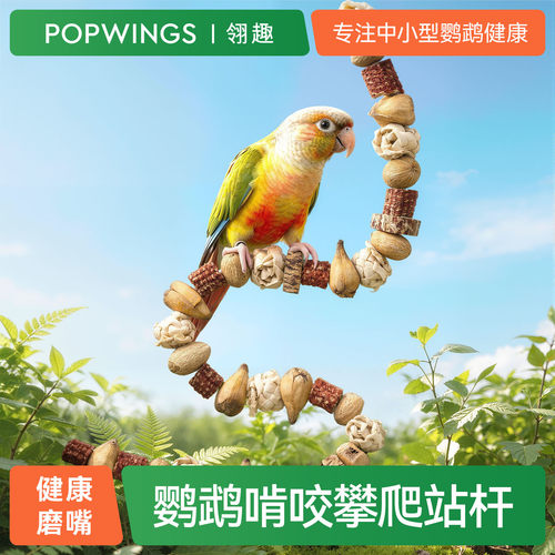 鹦鹉解闷玩具啃咬攀爬站杆架串自嗨磨牙喙中小型鸟专用笼内装饰品