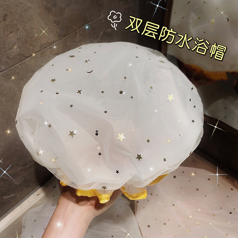 双层浴帽女防水洗澡头套家用成人可爱韩国沐浴帽发罩厨房防油烟帽