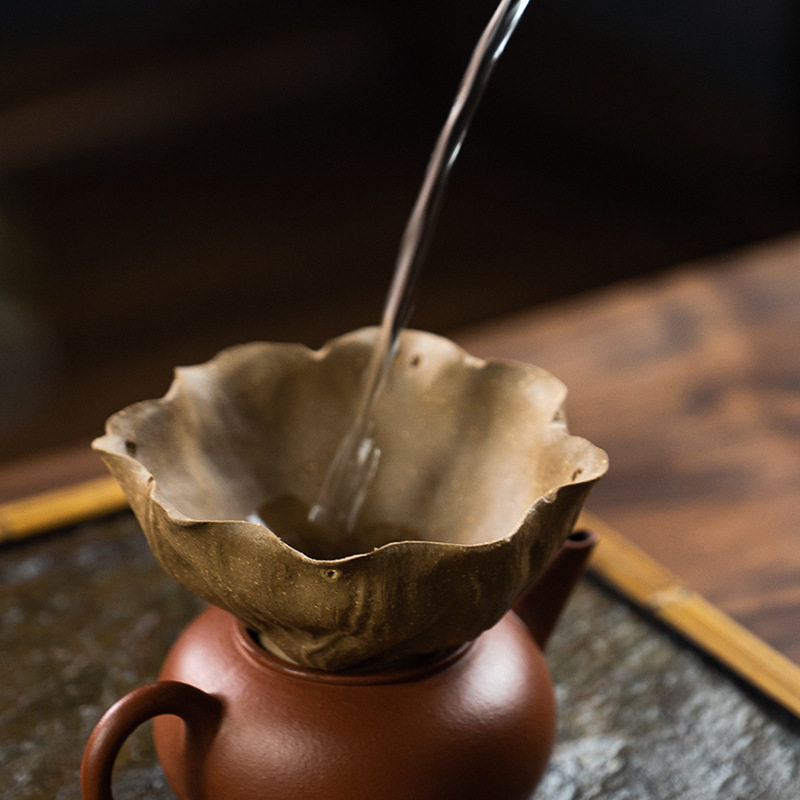 宜兴紫砂茶漏套装纯手工荷叶莲蓬滤茶器过滤网架子托功夫茶具茶宠