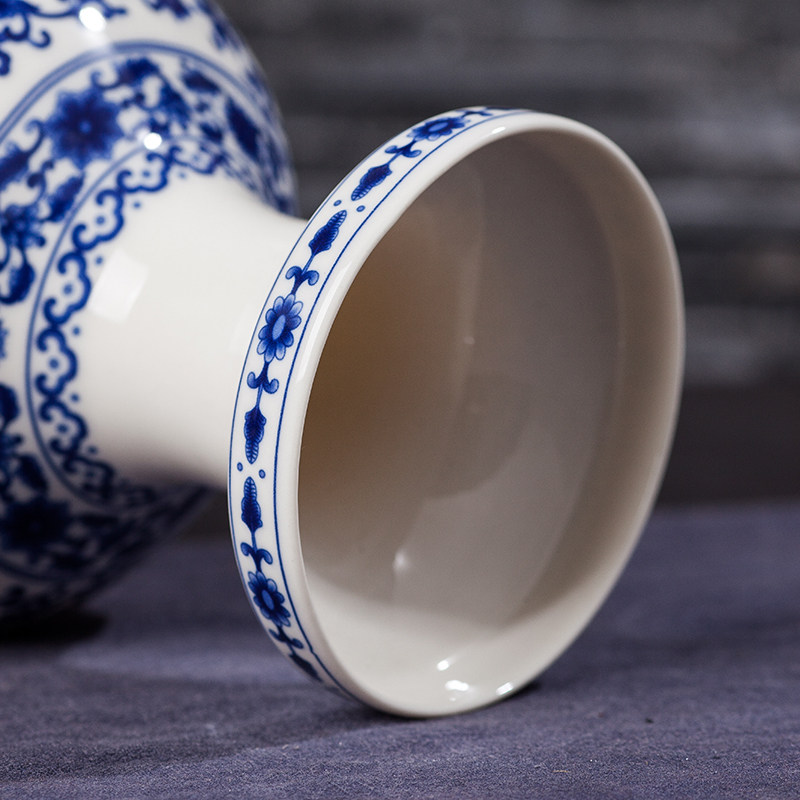 景德镇陶瓷器花瓶摆件插花器三件套青花瓷家居客厅酒柜装饰品摆件