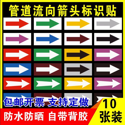 管道流向箭头标识贴反光膜贴纸反光贴工业化工管道消防管道流向箭