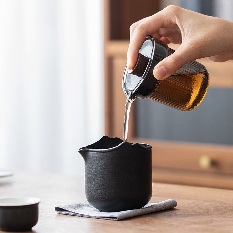陶瓷快客杯一壶三杯户外露营便携式旅行茶具套装简约手抓壶收纳包