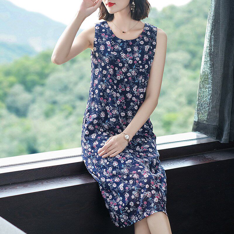 雪纺背心裙女夏宽松外穿打底裙2024新款碎花吊带裙无袖裙子连衣裙